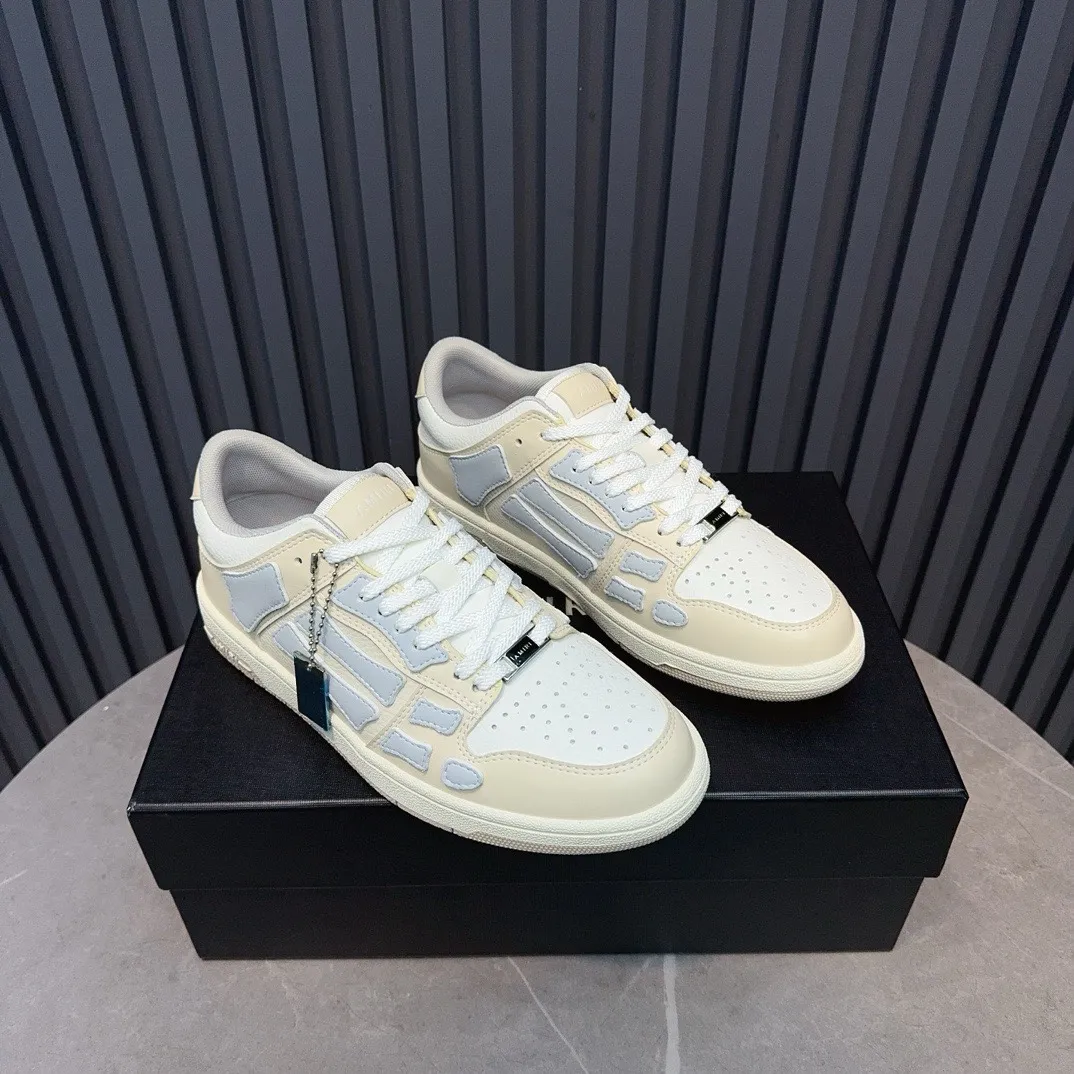 Men's men's shoes 💰600 AMIRI high street sneakers with bone sports shoes, toe layer cowhide upper, upper side bones, hand-stitched, good three-dimensional effect, customized metal LOGO, size 38-45 46